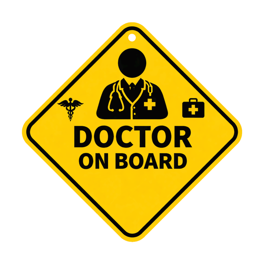 Smeeps Doctor On Board Hanging Sign – 20.32 × 20.32 cm (8 × 8 Inch) Waterproof UV Resistant Car Hanging Board with Suction Cup | Premium Medical Safety Vehicle Sign Pack of 1