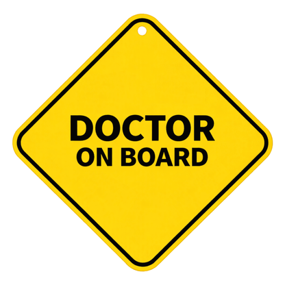 Smeeps Doctor On Board Hanging Sign – 20.32 × 20.32 cm (8 × 8 Inch) Waterproof UV Resistant Car Hanging Board with Suction Cup | Minimal Medical Vehicle Safety Sign Pack of 1