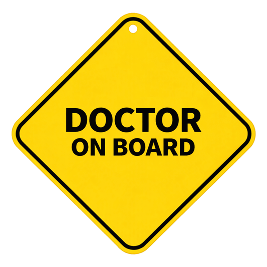 Smeeps Doctor On Board Hanging Sign – 20.32 × 20.32 cm (8 × 8 Inch) Waterproof UV Resistant Car Hanging Board with Suction Cup | Minimal Medical Vehicle Safety Sign Pack of 1