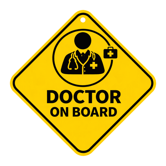Smeeps Doctor On Board Hanging Sign – 20.32 × 20.32 cm (8 × 8 Inch) Waterproof UV Resistant Car Hanging Board with Suction Cup | Premium Healthcare Vehicle Safety Sign Pack of 1