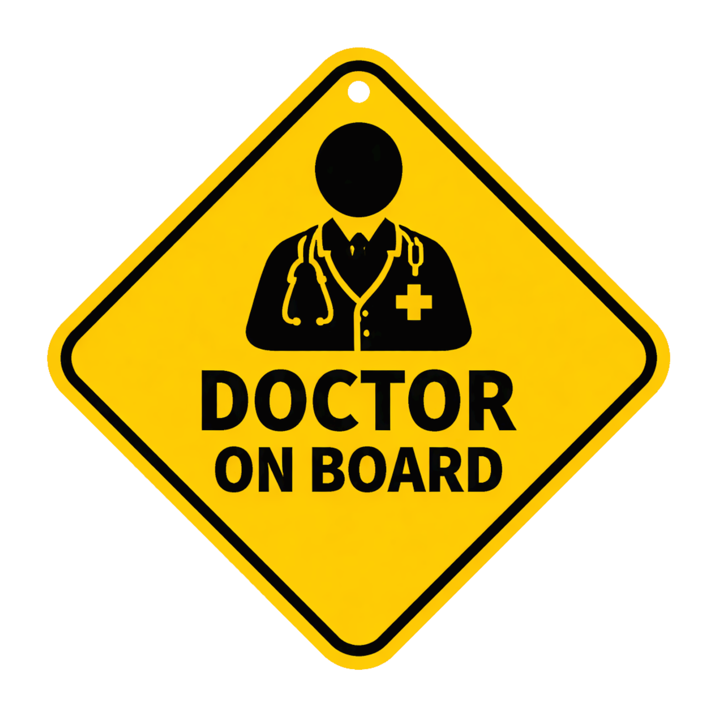 Smeeps Doctor On Board Hanging Sign – 20.32 × 20.32 cm (8 × 8 Inch) Waterproof UV Resistant Medical Car Hanging Board with Suction Cup | Healthcare Professional Vehicle Safety Sign Pack of 1