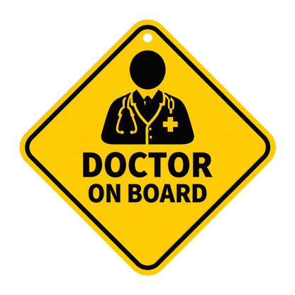Smeeps Doctor On Board Hanging Sign – 20.32 × 20.32 cm (8 × 8 Inch) Waterproof UV Resistant Medical Car Hanging Board with Suction Cup | Healthcare Professional Vehicle Safety Sign Pack of 1