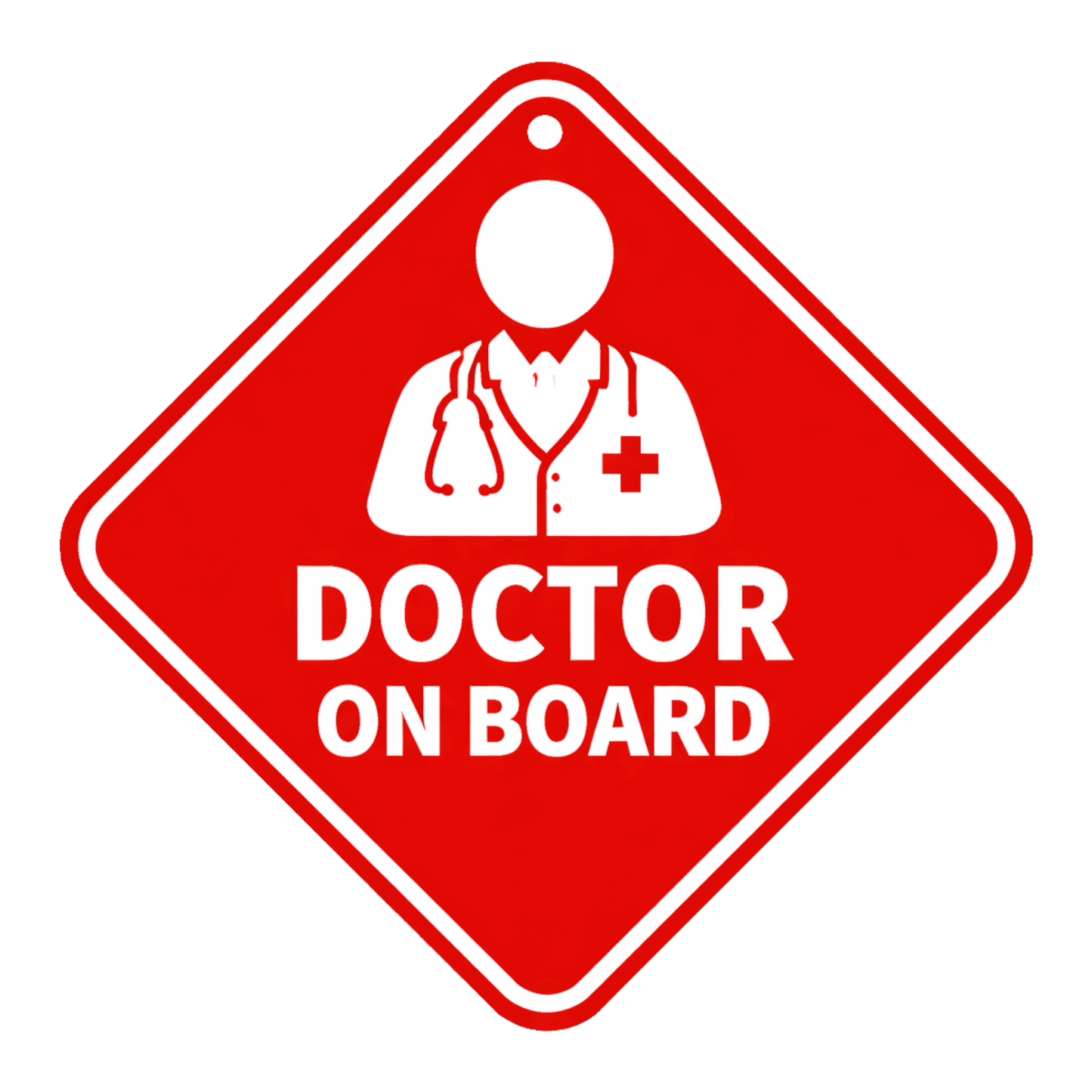 Smeeps Red Doctor On Board Hanging Sign – 20.32 × 20.32 cm (8 × 8 Inch) Waterproof UV Resistant Medical Professional Car Hanging Board with Suction Cup | Emergency Healthcare Vehicle Sign Pack of 1