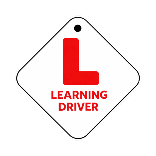 Smeeps Learning Driver Hanging L Board – 20.32 × 20.32 cm (8 × 8 Inch) Car Hanging Sign with Suction Cup | Waterproof Learning Driver Board for Cars | Reusable Driving Practice Sign