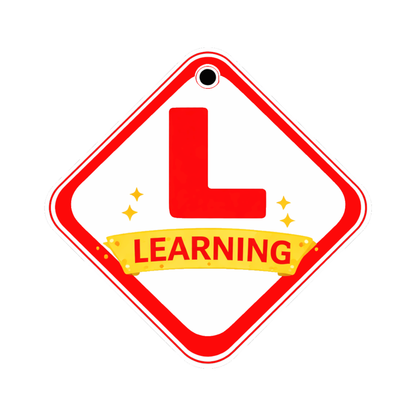 Smeeps Learning Driver Hanging L Board – 20.32 × 20.58 cm (8 × 8.1 Inch) Waterproof Car Hanging Sign with Suction Cup | Learner Driving Practice Safety Board