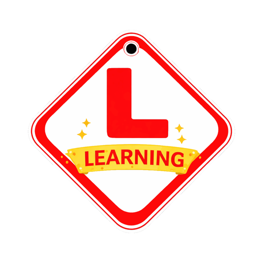 Smeeps Learning Driver Hanging L Board – 20.32 × 20.58 cm (8 × 8.1 Inch) Waterproof Car Hanging Sign with Suction Cup | Learner Driving Practice Safety Board