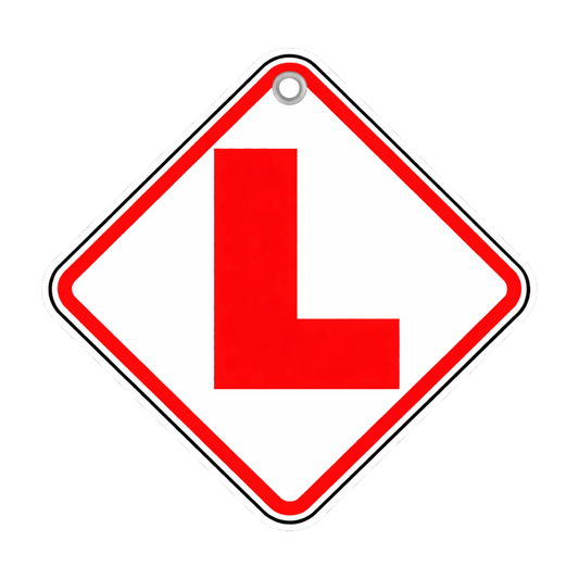 Smeeps Learning Driver Hanging L Board – 20.83 × 20.32 cm (8.2 × 8 Inch) Waterproof Car Hanging Sign with Suction Cup | Bold Red Learner Driver Safety Board