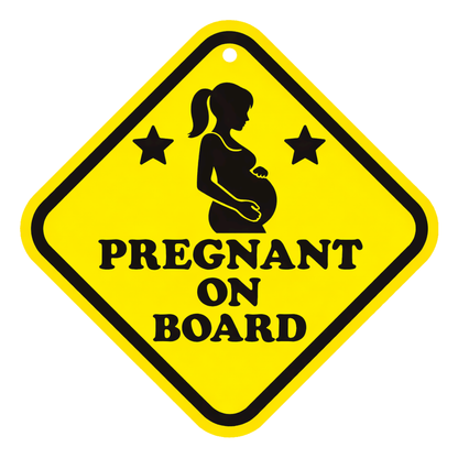 Smeeps Pregnant On Board Hanging Sign – 20.32 × 20.32 cm (8 × 8 Inch) Waterproof Pregnancy Safety Car Hanging Board with Suction Cup | Baby Safety Vehicle Warning Sign