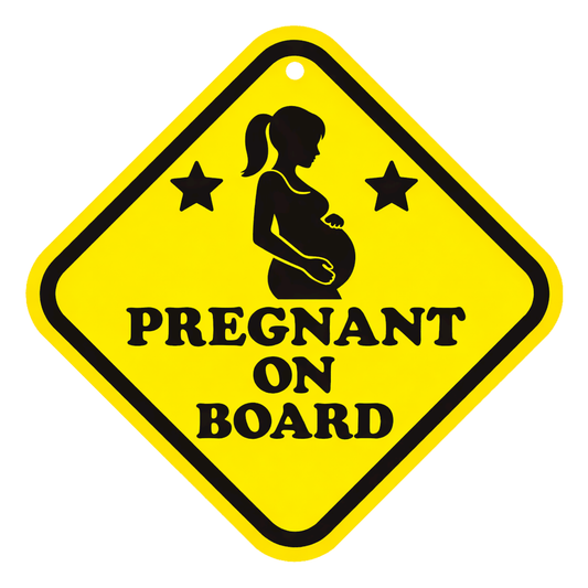Smeeps Pregnant On Board Hanging Sign – 20.32 × 20.32 cm (8 × 8 Inch) Waterproof Pregnancy Safety Car Hanging Board with Suction Cup | Baby Safety Vehicle Warning Sign