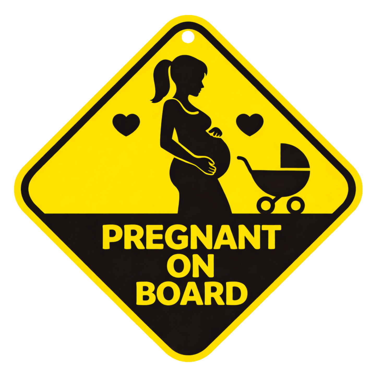 Smeeps Pregnant On Board Hanging Sign – 20.32 × 20.32 cm (8 × 8 Inch) Waterproof Baby Safety Car Hanging Board with Suction Cup | Pregnancy Awareness Vehicle Warning Sign
