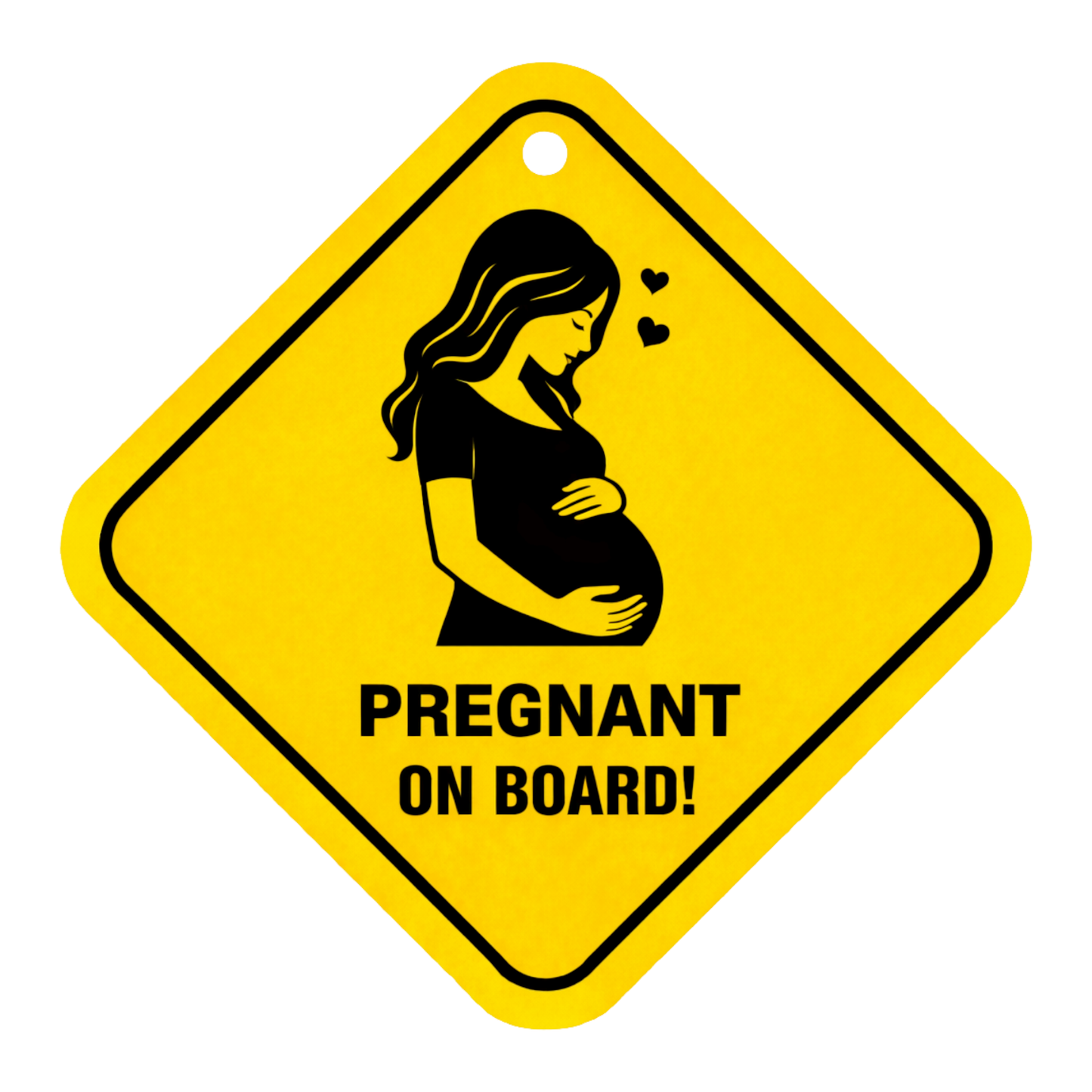 Smeeps Pregnant On Board Hanging Sign – 20.32 × 20.32 cm (8 × 8 Inch) Waterproof Maternity Safety Car Hanging Board with Suction Cup | Baby Safety Vehicle Warning Sign