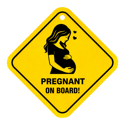 Smeeps Pregnant On Board Hanging Sign – 20.32 × 20.32 cm (8 × 8 Inch) Waterproof Maternity Safety Car Hanging Board with Suction Cup | Baby Safety Vehicle Warning Sign