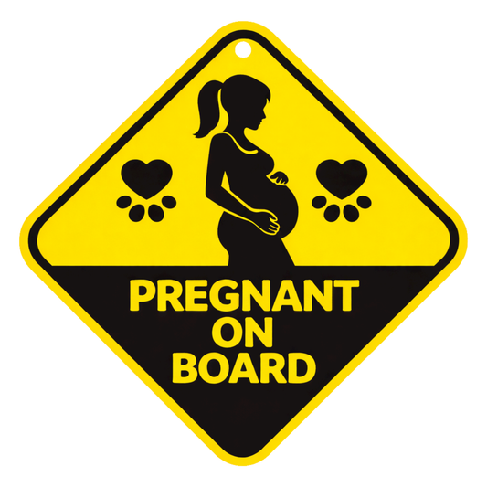 Smeeps Pregnant On Board Hanging Sign – 20.32 × 20.32 cm (8 × 8 Inch) Waterproof Pregnancy Safety Car Hanging Board with Suction Cup | Maternity Warning Vehicle Sign