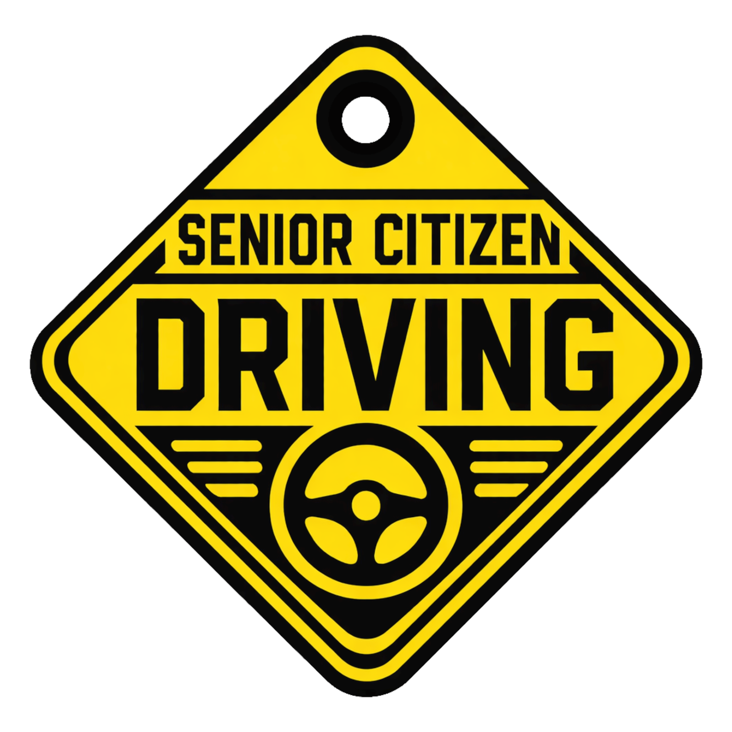 Smeeps Senior Citizen Driving Hanging Sign – 20.32 × 20.58 cm (8 × 8.1 Inch) Waterproof Safety Car Hanging Board with Suction Cup | Elderly Driver Warning Vehicle Sign