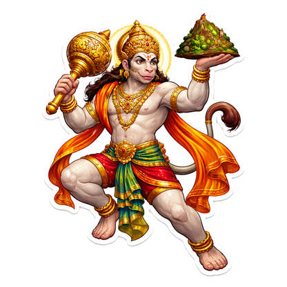 Smeeps Lord Hanuman Powerful Car & Bike Sticker – 11.43 × 8.89 cm (4.5 × 3.5 Inch) Premium Vinyl Decal | Waterproof UV Resistant Religious Sticker