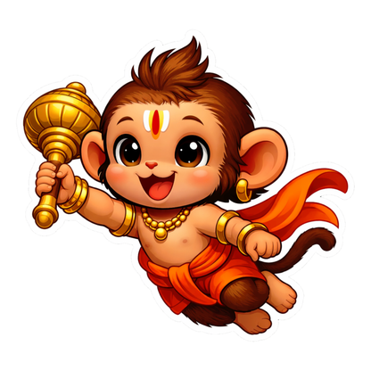Smeeps Cute Bal Hanuman Vinyl Sticker – 10.16 × 9.40 cm (4 × 3.7 Inch) Waterproof Baby Hanuman Cartoon Car & Bike Sticker | UV Resistant | Wash Proof | Pack of 1