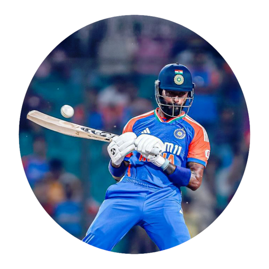 Smeeps Hardik Pandya India Sticker – 10.16 × 10.16 cm (4 × 4 Inch) Round Car & Bike Vinyl Decal | Indian All-Rounder Action Shot Design | Waterproof UV Resistant