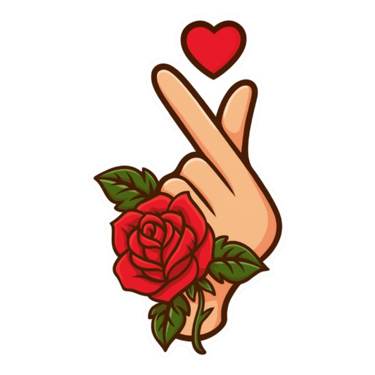 Smeeps Rose Heart Hand Sticker – 7.7 x 5.08 cm Romantic Design for Bikes | Waterproof & Long-Lasting