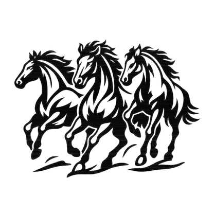 Smeeps Running Horses Sticker – 7.62 x 10.16 cm Car & Bike Vinyl Decal | Triple Horse Silhouette Design | Waterproof & Durable