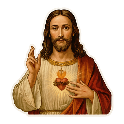 Smeeps Jesus Sacred Heart Sticker – 9.40 x 10.16 cm Car & Bike Vinyl Decal | Christian Blessing Sticker | Waterproof & UV-Resistant