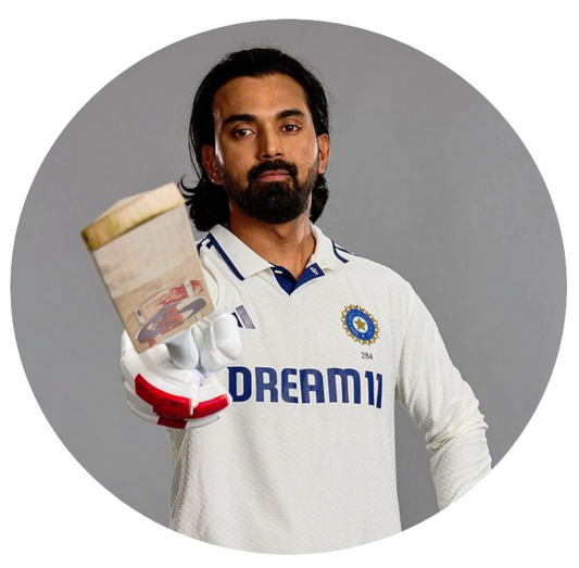 Smeeps KL Rahul Sticker – 10.16 cm (4 Inch) India Test Jersey Fan Vinyl Decal | Waterproof UV Resistant Round Sticker