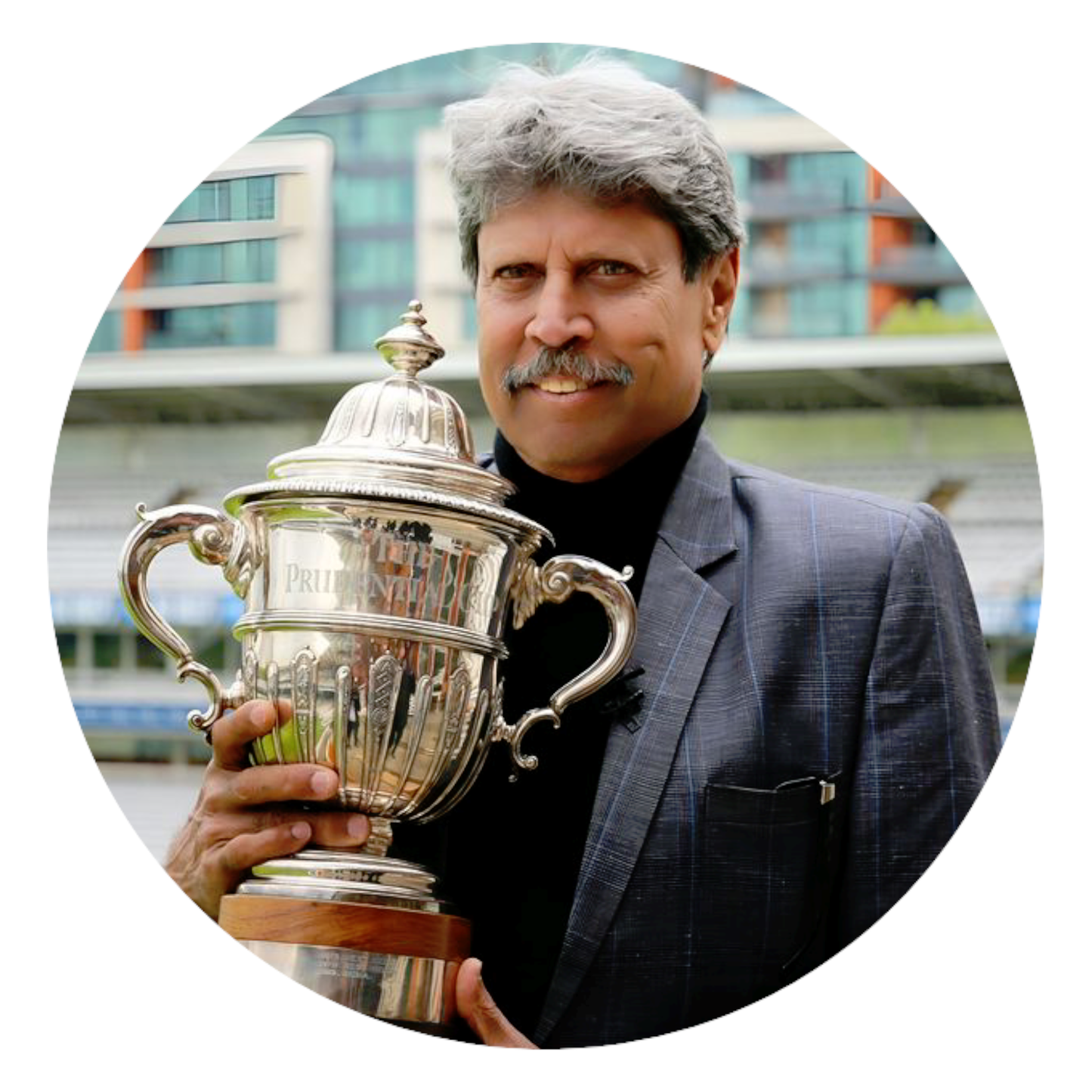Smeeps Kapil Dev Cricket Legend Sticker – 10.16 × 10.16 cm (4 × 4 Inch) Round Car & Bike Vinyl Decal |World Cup Champion Design | Waterproof UV Resistant