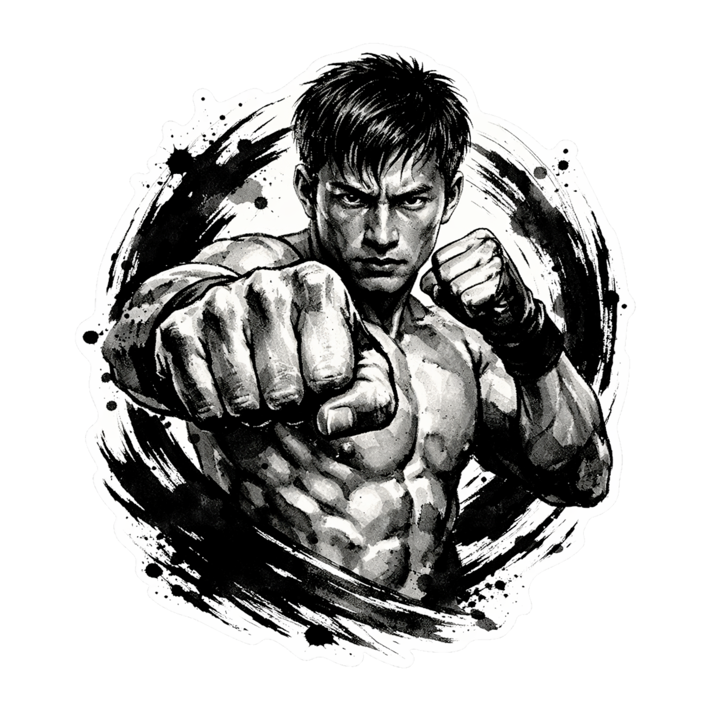 Smeeps Fighter Punch Vinyl Sticker – 10.16 × 8.89 cm (4 × 3.5 Inch) Waterproof Martial Arts Car Sticker | Gym & Motivation Decal | UV Resistant | Pack of 1