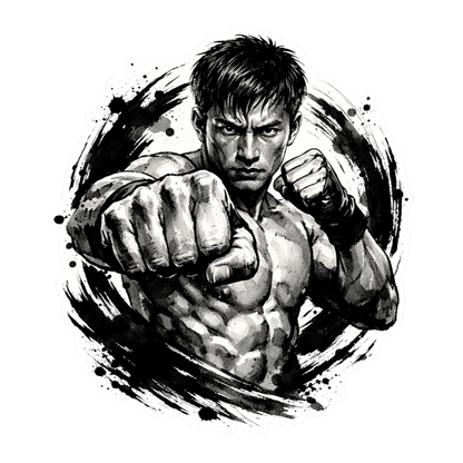 Smeeps Fighter Punch Vinyl Sticker – 10.16 × 8.89 cm (4 × 3.5 Inch) Waterproof Martial Arts Car Sticker | Gym & Motivation Decal | UV Resistant | Pack of 1