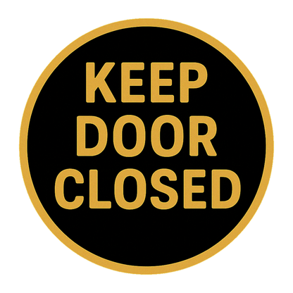 Smeeps Keep Door Closed Sticker – 11.43 x 11.43 cm Round Safety Sign | Waterproof Vinyl | High-Visibility Door Warning Label