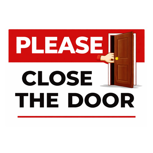 Smeeps Please Close The Door Instruction Sticker – 12.7 × 8.89 cm (5 × 3.5 Inch) Door Reminder Vinyl Sign | Waterproof UV Resistant Wash Proof Durable
