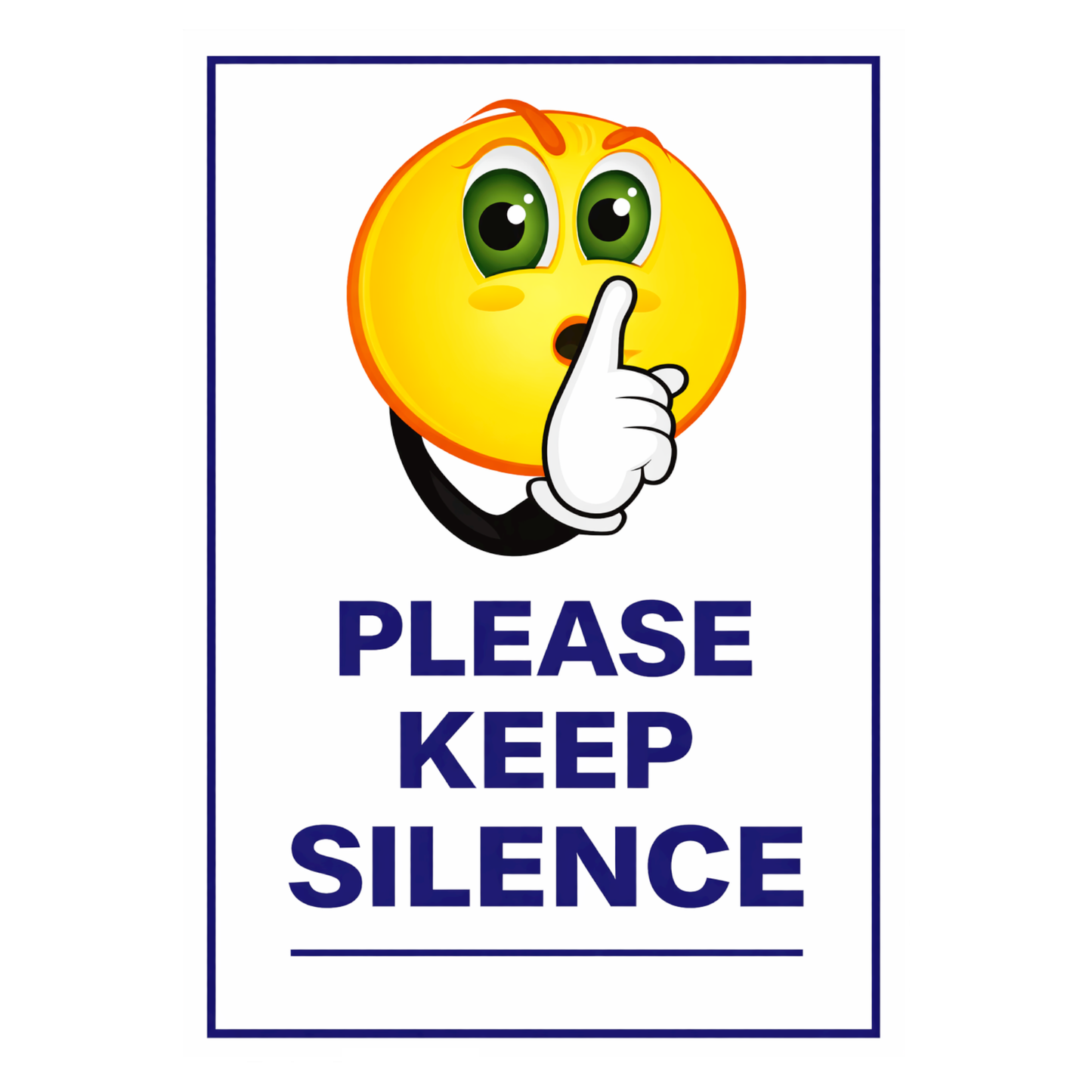 Smeeps Please Keep Silence Sticker – 15.24 × 10.67 cm (6 × 4.2 Inch) Emoji Quiet Zone Instruction Vinyl Sign | Waterproof UV Resistant Wash Proof Durable