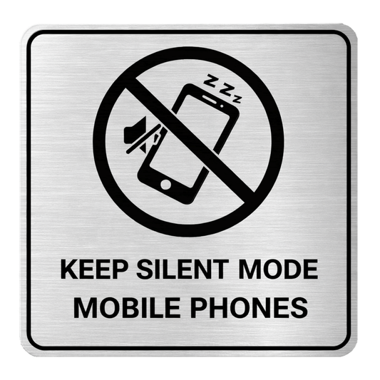 Smeeps Keep Silent Mode Mobile Phones Sticker – 12.7 × 12.7 cm  No Mobile Sound Instruction Vinyl Sign, Waterproof UV Resistant Wash Proof Pack of 1