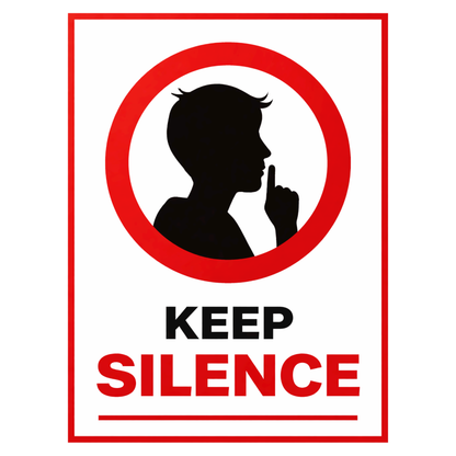 Smeeps Keep Silence Instruction Sticker – 15.24 × 11.18 cm (6 × 4.4 Inch) Quiet Zone Warning Vinyl Sign | Waterproof UV Resistant Wash Proof Durable
