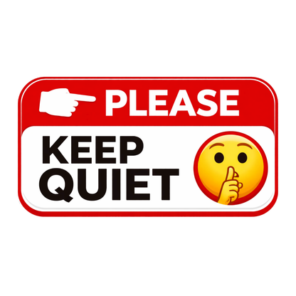 Smeeps Please Keep Quiet Instruction Sticker – 13.97 × 7.62 cm (5.5 × 3 Inch) Quiet Zone Warning Vinyl Sign | Waterproof UV Resistant Wash Proof Durable