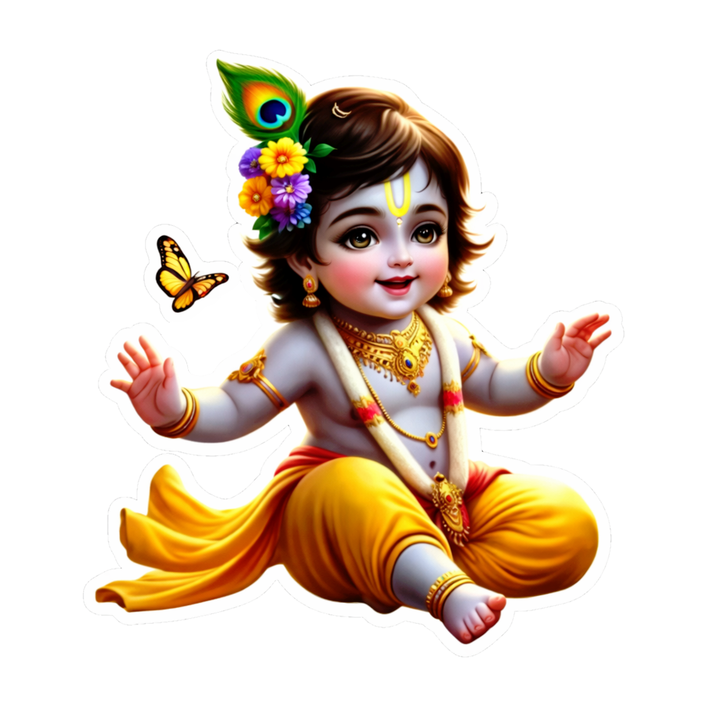Smeeps Baby Krishna Vinyl Sticker – 11.43 × 10.16 cm (4.5 × 4 Inch) Waterproof Krishna Car Sticker | UV Resistant Bal Krishna Decal for Car, Bike, Laptop & Wall | Pack of 1