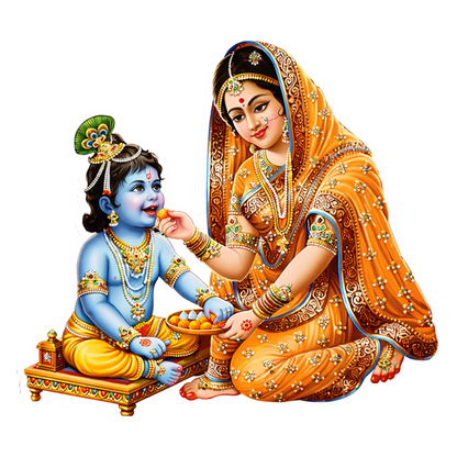Smeeps Radha Krishna Mother Love Vinyl Sticker – 11.43 × 11.43 cm (4.5 × 4.5 Inch) Waterproof Krishna Devotional Sticker | UV Resistant Spiritual Decal for Car, Bike, Laptop & Wall | Pack of 1