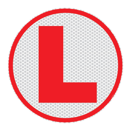 Smeeps Reflective L Plate Sticker for Learner Drivers – 15.24 cm Round Red & White Vinyl | Waterproof & UV-Proof for Cars, Bikes & Training Vehicles