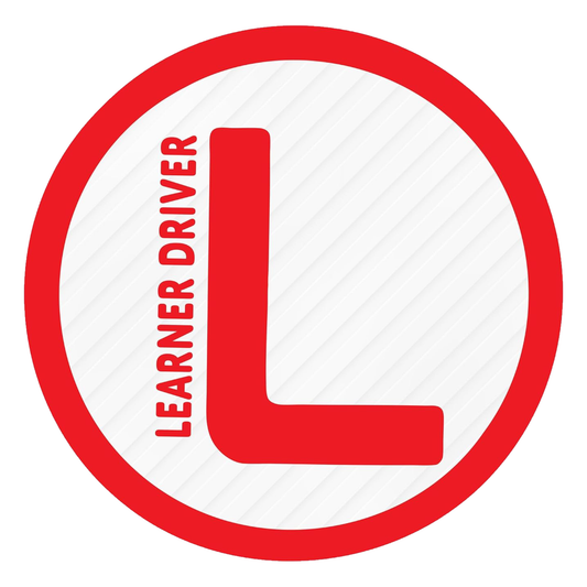 Smeeps Round Learner Driver Stickers (15.24 cm) – Bold "L" Plate with Text | Waterproof Vinyl, Car & Bike Compatible