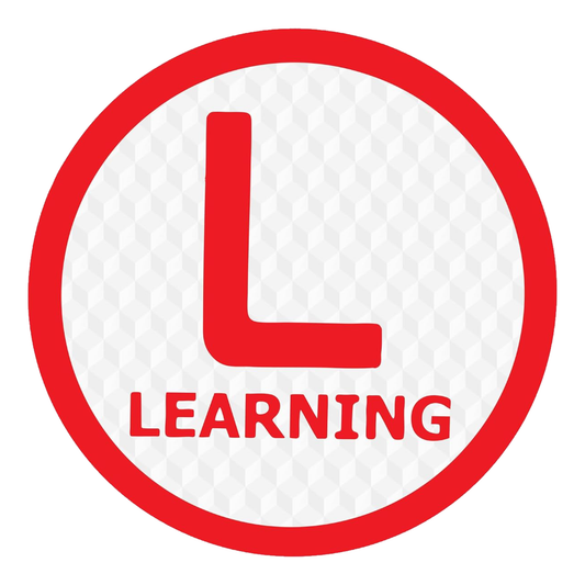 Smeeps Round Learning Stickers for Vehicles (15.24 cm) – “L” Symbol with “LEARNING” Text | Reflective Waterproof Vinyl, for Cars, Bikes & Scooters