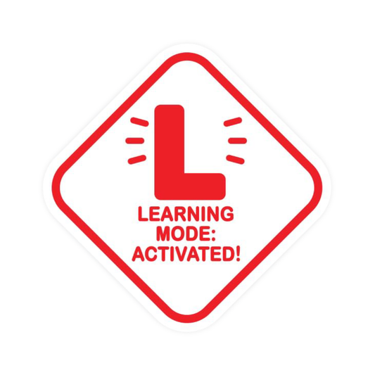 Smeeps “Learning Mode: Activated!” L Plates – 15 cm Reflective Diamond-Shaped Vinyl Stickers for Learner Drivers | Waterproof, Bold, and Funny