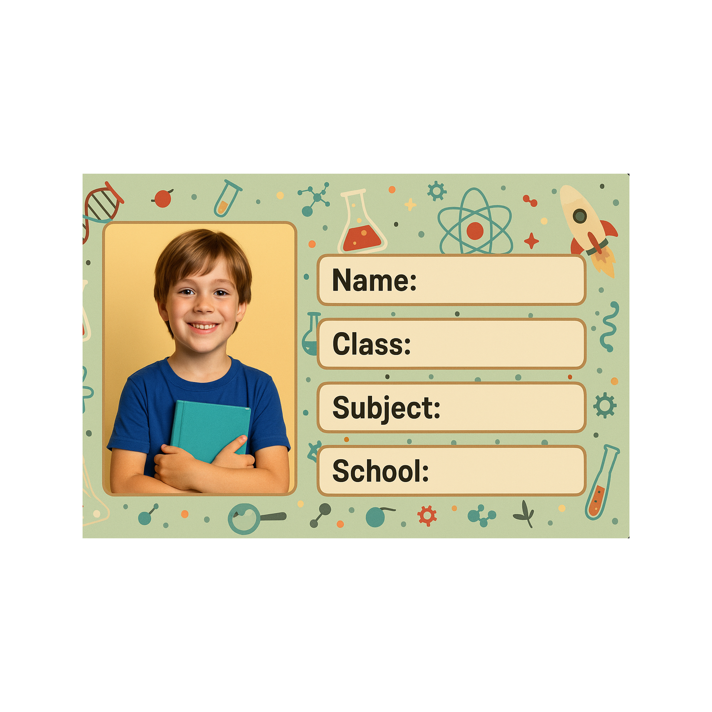 Smeeps Personalized School Label Stickers – Pack of 10 | 3.5 x 2 Inch Custom Name Labels with Photo | Notebooks & Stationery Identification Stickers | Waterproof & Premium Finish
