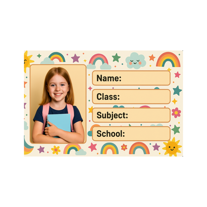 Smeeps Custom Photo Student Name Labels – 3.5 x 2 Inch School Book Stickers | Personalized Kid Labels | Pack of 10
