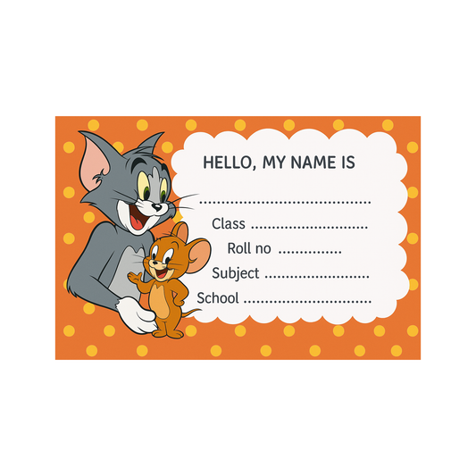 Smeeps Tom & Jerry School Label – 3.5 x 2 Inch Name Sticker | Cute Cartoon Design | Books & Notebook Label for Kids | Pack of 10