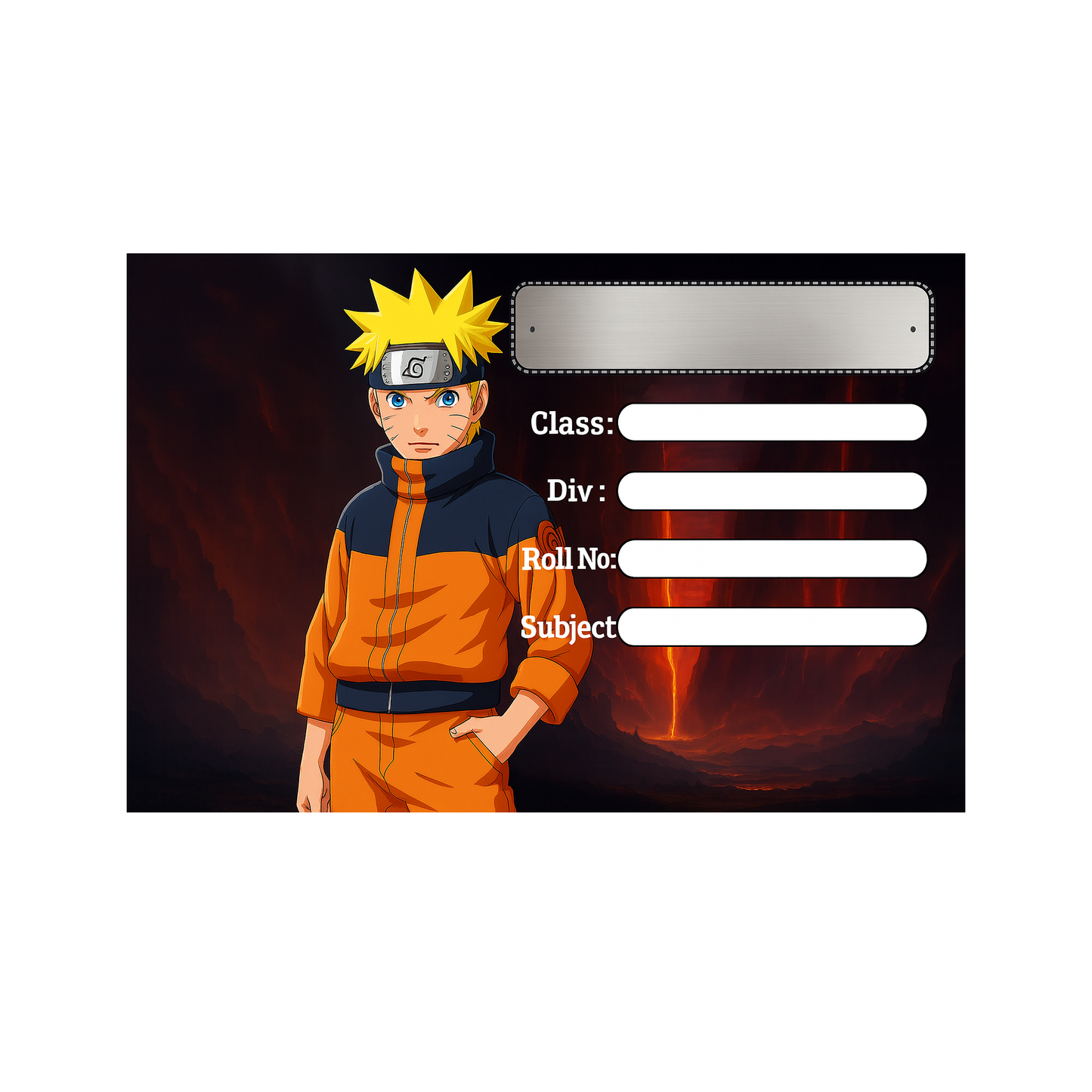 Smeeps Naruto School Label Sticker – 3.5 x 2 Inches Notebook Tag | Anime Character Design | Premium Waterproof Label for Books & Notes | Pack of 10