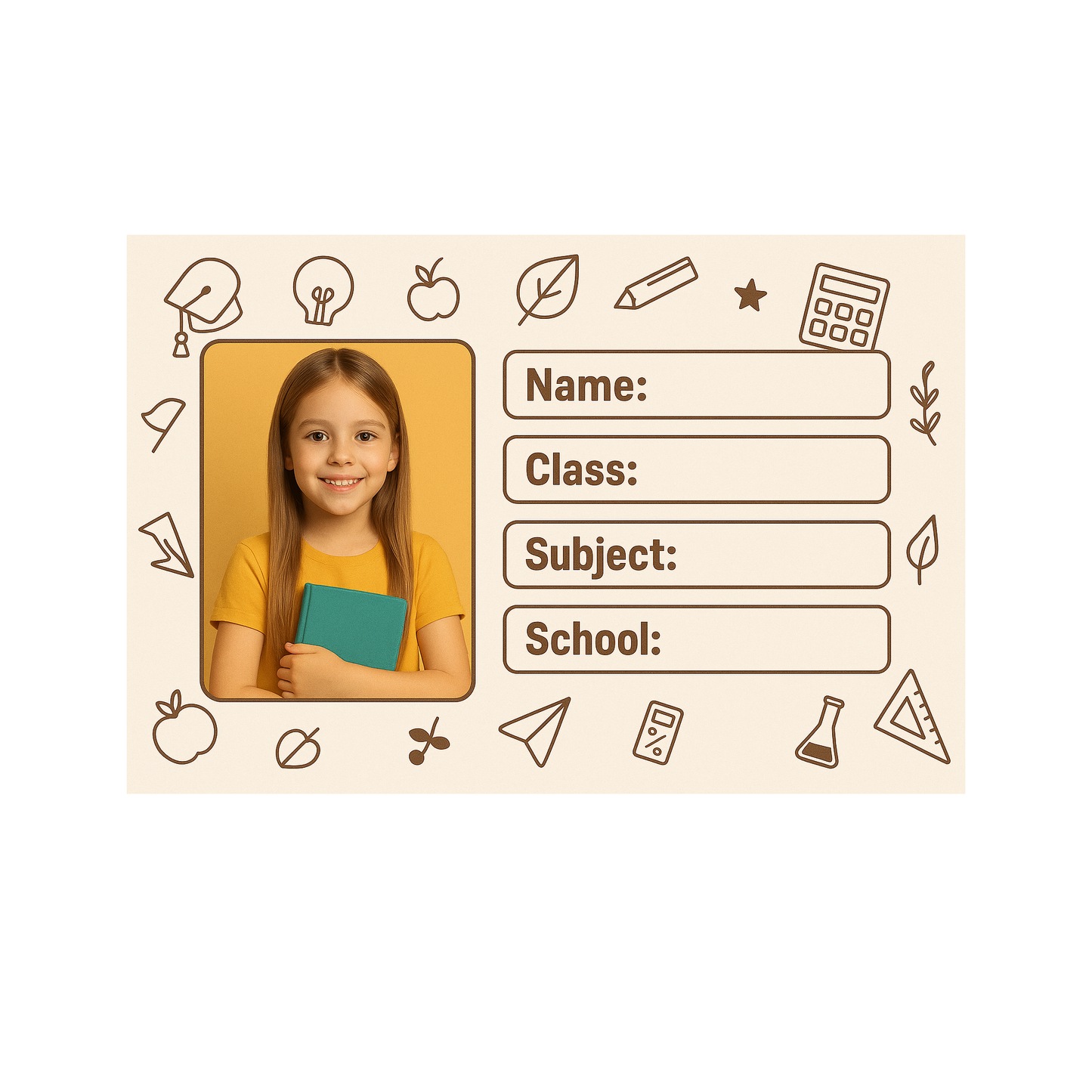 Smeeps Personalized School Label Sticker – 3.5 x 2 Inches Custom Name Tag with Student Photo | Pack of 10 Waterproof Book Labels