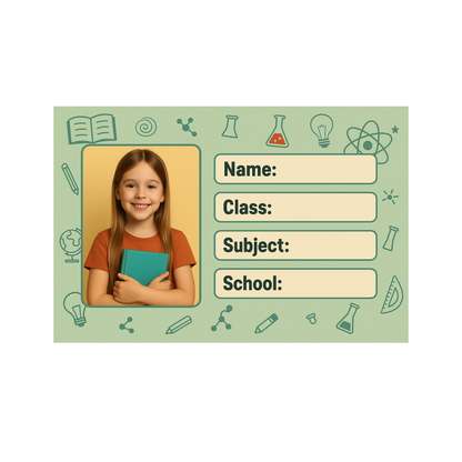 Smeeps Personalized Student Photo Label Sticker – Pack of 10 | 3.5 x 2 Inch School Notebook Name Labels | Custom Photo, Name, Class & Subject