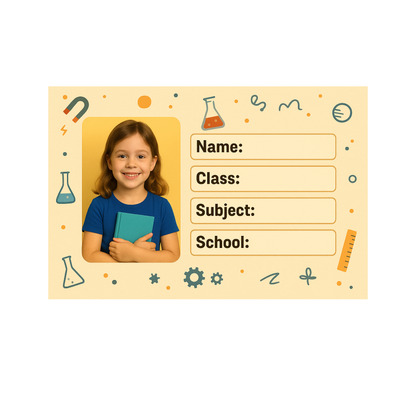 Smeeps Personalized School Book Label – Custom Photo Name Sticker for Kids | 3.5 x 2 Inch Notebook Labels | Pack of 10