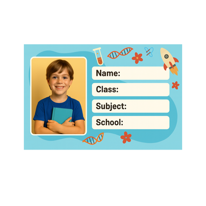 Smeeps Personalized School Book Label – Custom Photo Name Sticker for Kids | 3.5 x 2 Inch Notebook Labels | Pack of 10
