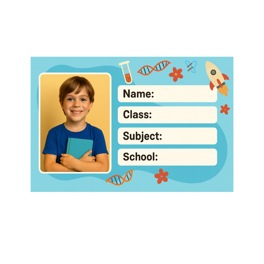 Smeeps Personalized School Book Label – Custom Photo Name Sticker for Kids | 3.5 x 2 Inch Notebook Labels | Pack of 10
