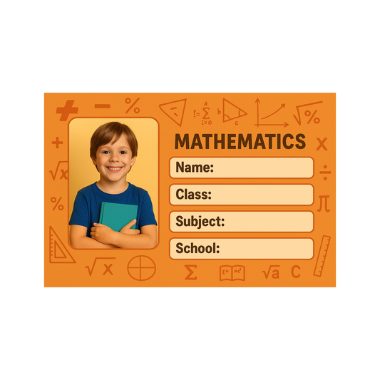 Smeeps Personalized Mathematics School Book Label – Custom Photo Name Sticker for Kids | 3.5 x 2 Inch Notebook Labels | Pack of 10